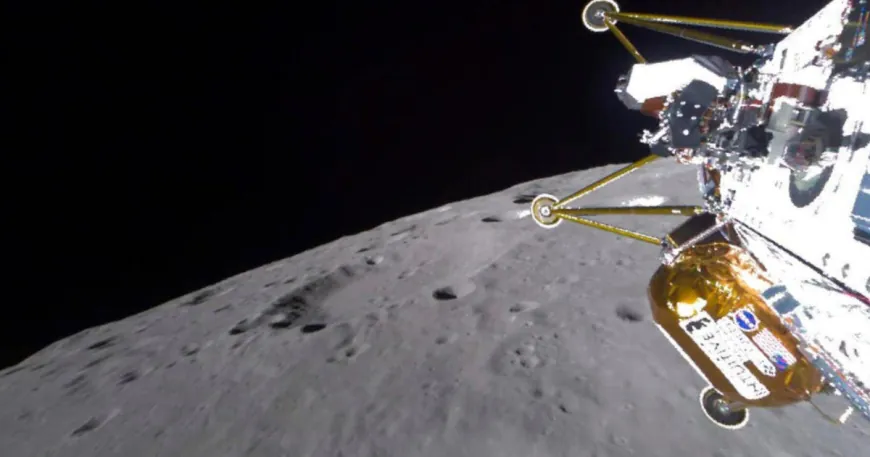 Moon lander from Intuitive Machines touches down, but apparently tips over