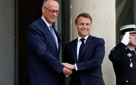 Macron welcomes Germany's newly sworn-in Chancellor Merz to Élysée Palace