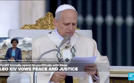 Pope Leo XIV vows peace and justice in first Mass of his pontificate