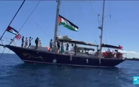 Aid vessel heading to Gaza rescues four Libyan migrants in Mediterranean Sea