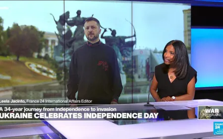 Ukraine marks its independence day as peace push shows little sign of progress
