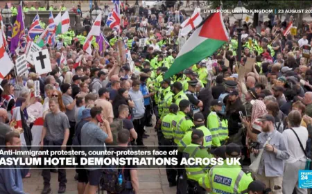 Protests against hotel housing asylum seekers take place across the UK