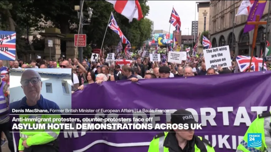 Anti-immigrant protesters and counter-protesters face off across UK