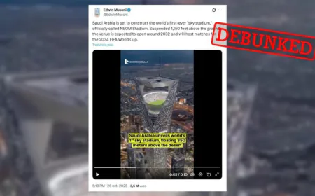 No, these images do not show Saudi Arabia’s NEOM stadium