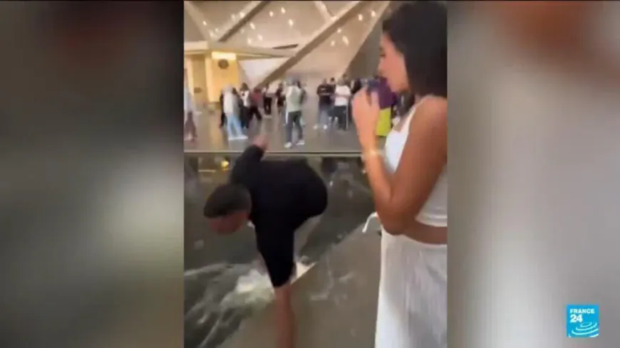 The Grand Cairo Museum visitors so captivated that they fall into water