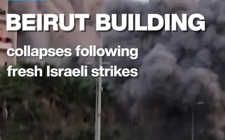 Beirut building collapses amid fresh Israeli strikes in capital city's centre