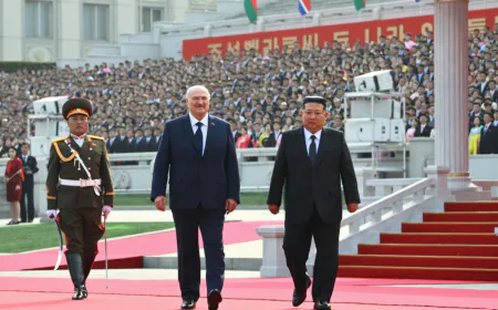 Belarus's Lukashenko greeted by Kim Jong Un on first visit to North Korea