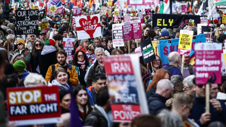 Tens of thousands march against far right in London ahead of local elections