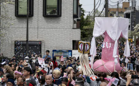 Crowds march with giant phalluses at Japan’s fertility festival