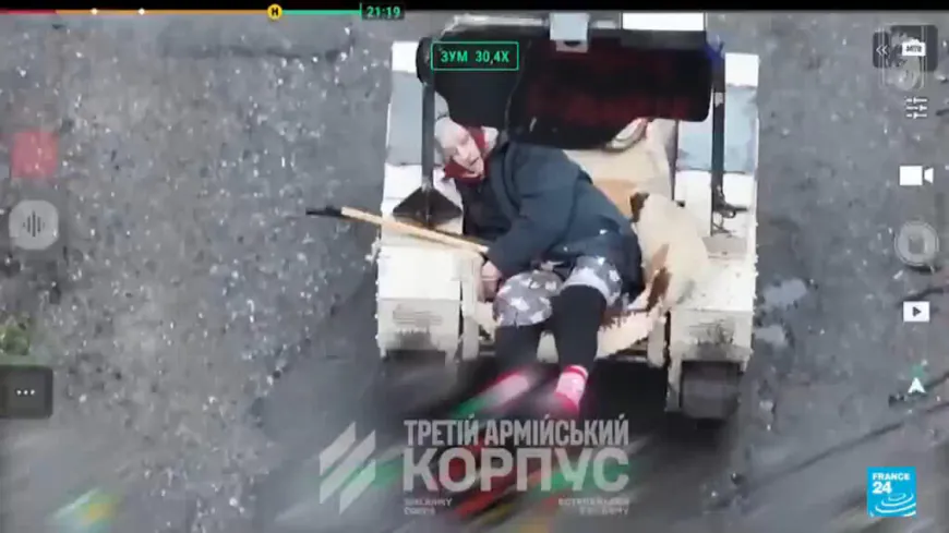 Elderly Ukrainian woman rescued using robotic vehicle