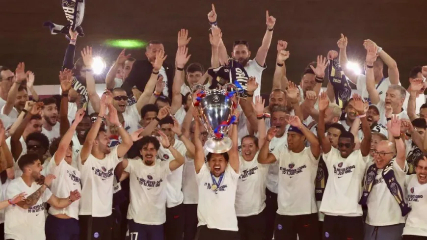 PSG players parade Champions League trophy after night of unrest in Paris