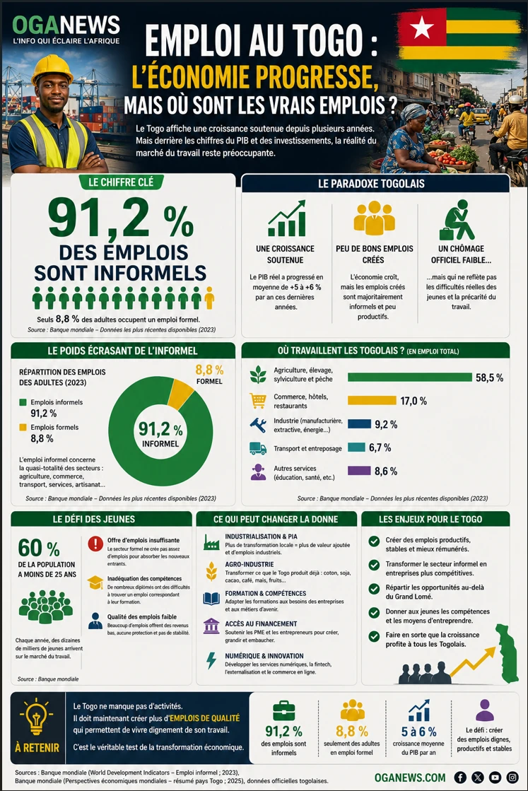 Emploi au Togo : l’économie progresse, mais où sont les vrais emplois ?